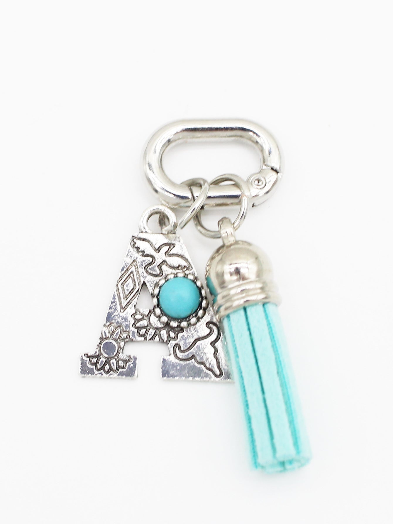 Wholesale ethnic style turquoise 26 letter tassel pendant